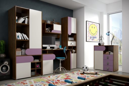 Kompletní moderní studentská sestava Lori - písková / fialová