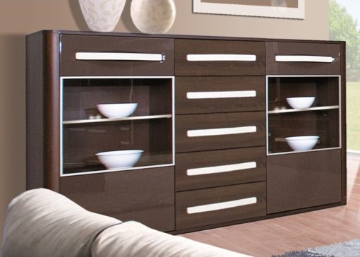 Částečně prosklená komoda Sandrine 1 s LED osvětlením