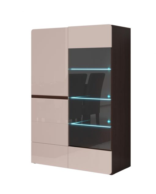 Prosklená komoda s LED osvětlením Sicilia 4 tmavá