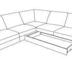 Velká rohová rozkládací sedací souprava s úložným prostorem Bronita (pravý roh) Š 237/229 cm x V 85 cm x H 91 cm