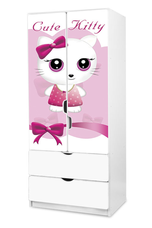 Dětská šatní skříň Cute Kitty růžová