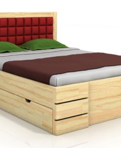 Dřevěná manželská postel Erland 6 s čtyřmi šuplíky