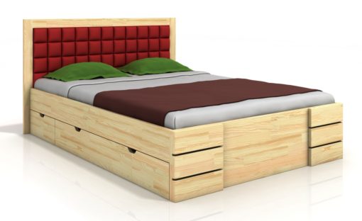 Dřevěná manželská postel Erland 6 s čtyřmi šuplíky
