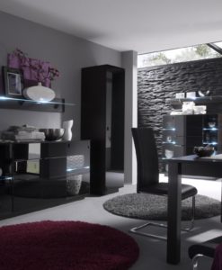 Obývací sestava Astor 3 – provedení wenge + černé sklo