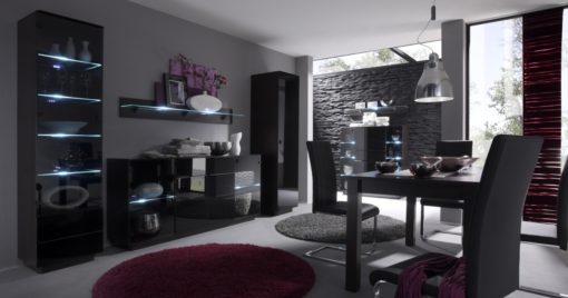 Obývací sestava Astor 3 – provedení wenge + černé sklo