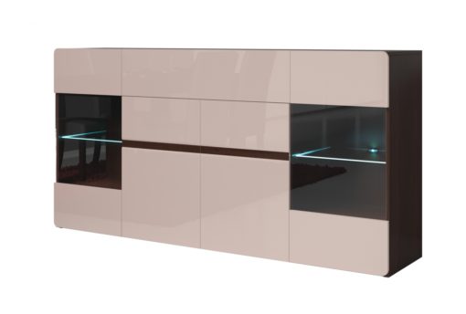 Prosklená komoda Sicilia 2 tmavá s LED osvětlením