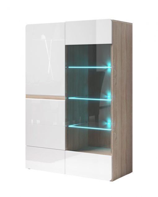 Prosklená komoda Sicilia 4 světlá s bílými dvířky