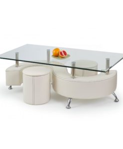 Skleněný konferenční stolek s taburety Ronen 3